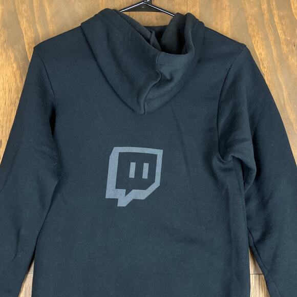 Bella Canvas Unisex Jacket Black Full Zip 'Twitch' Logo Hooded Pockets XSmall - Picture 11 of 12